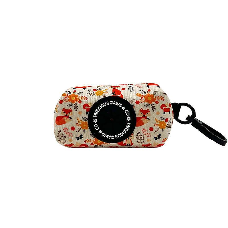 dog waste bag with orange foxes