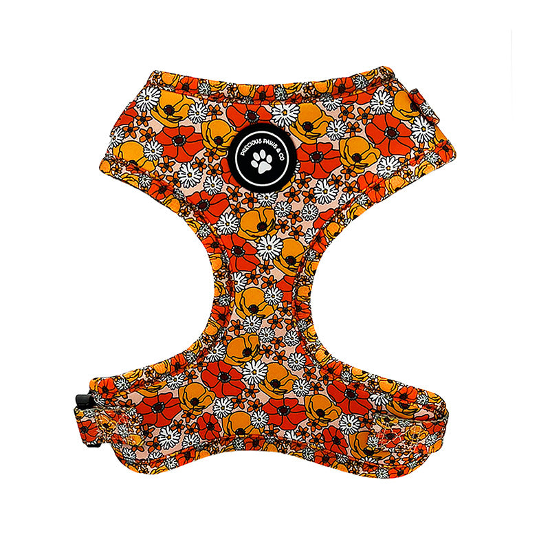 orange flowers dog harness