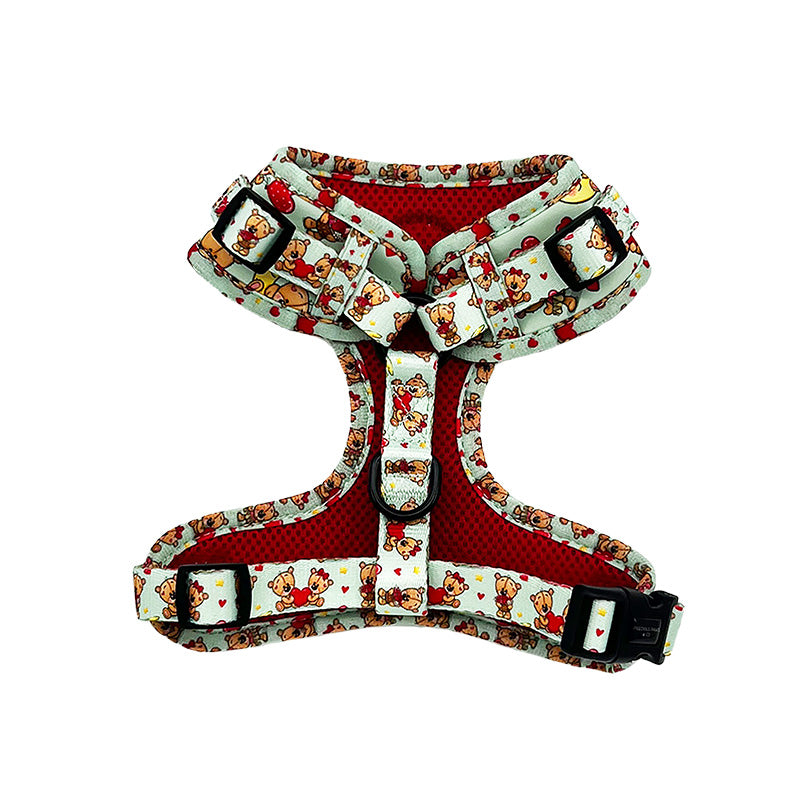 back of dog harness with teddy bears