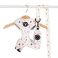 dog harness and lead set with colourful paw prints