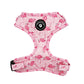 dog harness with pink flamingos