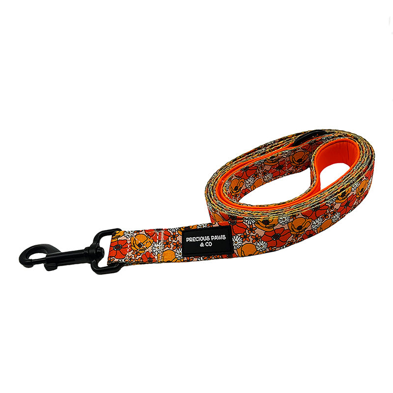 dog lead with orange flowers