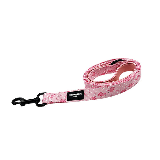 dog lead with pink flamingos