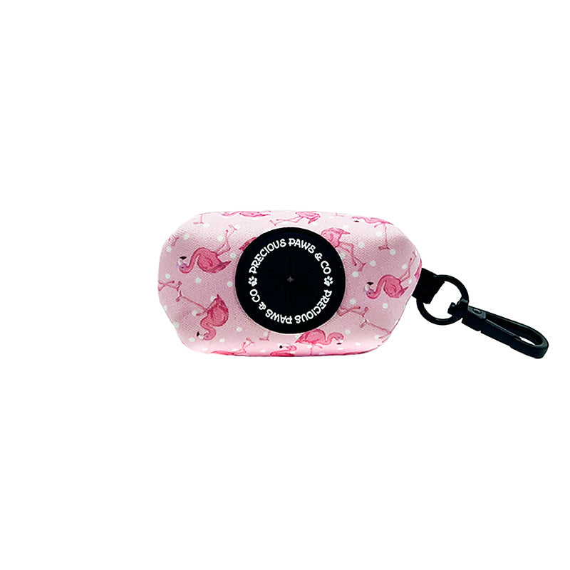 dog waste bag with pink flamingos